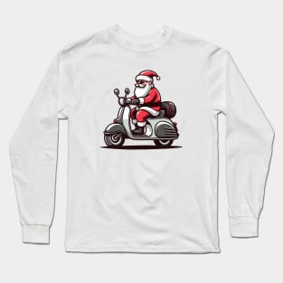 Santa On Scooter Long Sleeve T-Shirt